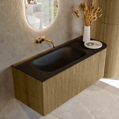 Badmeubel Mondiaz Kurve | 115 cm cm | Meubelkleur Dusk | Wastafelkleur Urban | Solid surface | Wasbak links zijde spoelbak | Zonder kraangat(en)