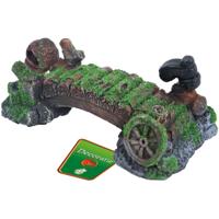 Boon Aquarium Decor Set - Brug Met Mos, Pot & Laars 16cm - Natuurgetrouwe Vissen Ornament