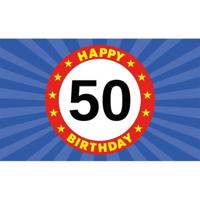 Happy Birthday 50 jaar versiering vlag 150 x 90 cm