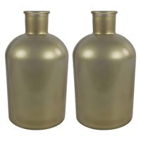 Countryfield vaas - 2x stuks - mat goud glas - fles - D14 x H27 cm - Vazen - thumbnail
