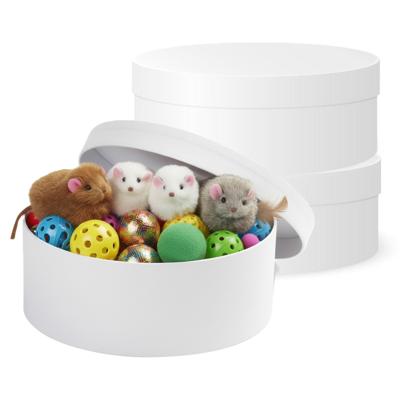 Ronde witte hobby knutsel doos - 3x - dozen van karton - 14.5 x 5.5 cm - Hoedendoos - cadeauverpakki