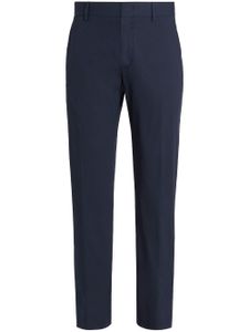 Zegna pantalon droit en coton stretch - Bleu