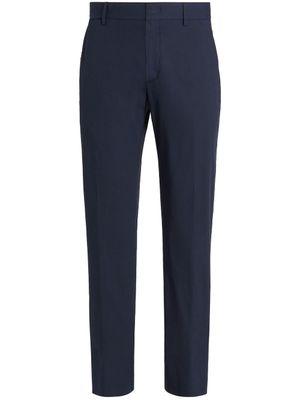 Zegna pantalon droit en coton stretch - Bleu