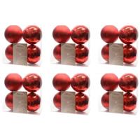 Decoris Kerstballen - 24x st - rood - 10 cm - kunststof - kerstversiering