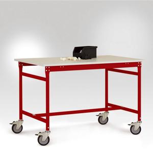 Manuflex LB4068.3003 ESD ESD-bijzettafel basismobiel met melamine tafelblad in robijnrood RAL 3003, bxdxh: 1500 x 800 x 853 mm Robijn-rood