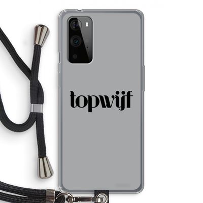Topwijf Grijs Zwart: OnePlus 9 Pro Transparant Hoesje met koord