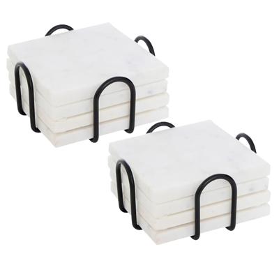 Onderzetters voor glazen - marmer - 8x stuks - vierkant - steen - 10 x 10 cm