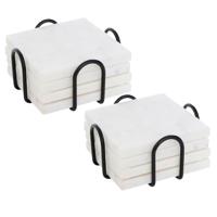 Onderzetters voor glazen - marmer - 8x stuks - vierkant - steen - 10 x 10 cm