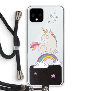 Regenboog eenhoorn: Pixel 4 Transparant Hoesje met koord