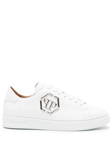 Philipp Plein baskets à plaque logo - Blanc