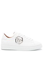 Philipp Plein baskets à plaque logo - Blanc - thumbnail