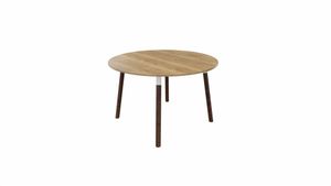 Tafel 9311 rond - 80 cm. - Wit - Eiken YT49a - Beuken wenge