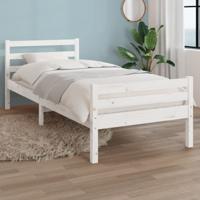 Bedframe massief hout wit 100x200 cm