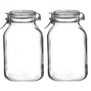 Voorraad/weckpot - Set van 2x stuks - transparant - glas - 24 x 14 cm - 3 L - Bormioli Rocco