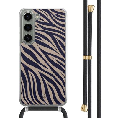 Samsung Galaxy S23 hoesje met zwart koord - Chevron navy