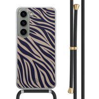 Samsung Galaxy S23 hoesje met zwart koord - Chevron navy