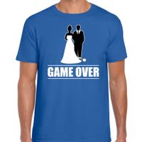 Vrijgezellen feest t-shirt voor heren - Game Over - blauw - bachelor party/bruiloft - thumbnail