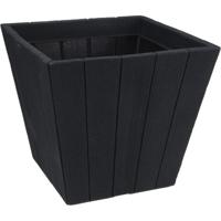 Terras plantenpot bloempot - hout-look - donkergrijs - vierkant - D40 x H35 cm