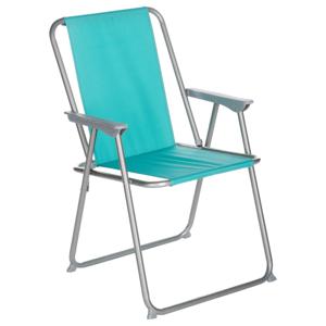 Atmosphera camping/strand stoel - aluminium - inklapbaar - blauw - L52 x B55 x H75 cm