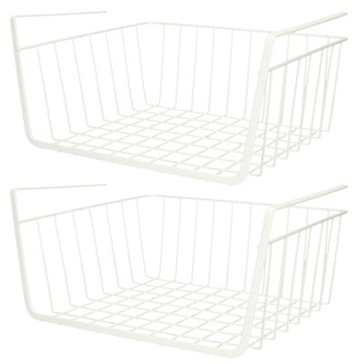 Urban Living Kastmandje - 4x - opberg/hang mandjes - rvs - wit - 30 x 25 x 14 cm