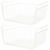 Urban Living Kastmandje - 4x - opberg/hang mandjes - rvs - wit - 30 x 25 x 14 cm