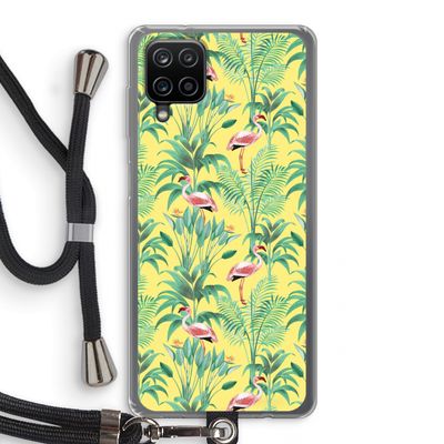 Flamingo party: Samsung Galaxy A12 Transparant Hoesje met koord