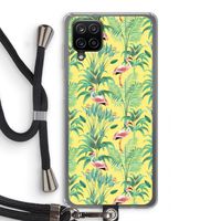 Flamingo party: Samsung Galaxy A12 Transparant Hoesje met koord