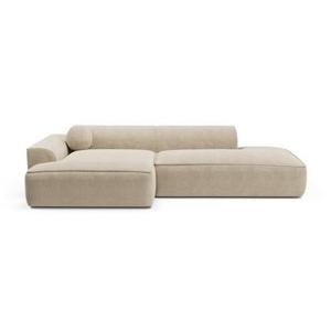 Sofa linkerhoek fluweel crème 300cm