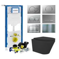 Geberit up320 Toiletset Vesta Tornado Flush Rimless | Met Zitting | Mat Zwart | Sigma Drukplaat