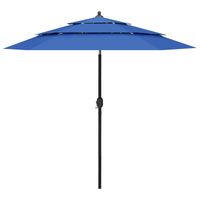 vidaXL Parasol 3-laags met aluminium paal 2,5 m azuurblauw - thumbnail