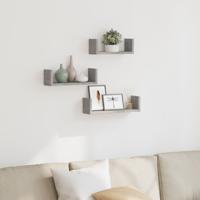Wandschappen 3 st bewerkt hout betongrijs