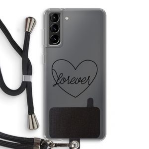 Forever heart black: Samsung Galaxy S21 Plus Transparant Hoesje met koord