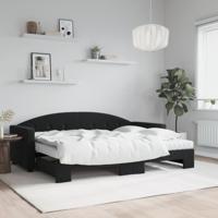 Slaapbank onderschuifbed en matrassen 80x200 cm fluweel zwart