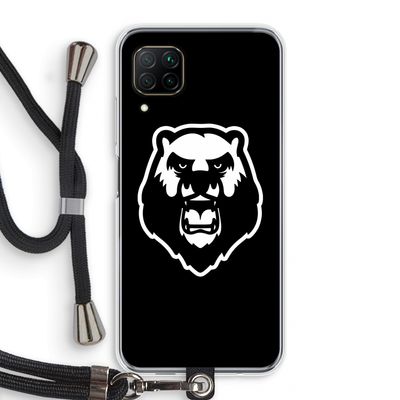 Angry Bear (black): Huawei P40 Lite Transparant Hoesje met koord