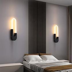 led-wandlampen voor binnen, 3-kleuren lichtbron, 40/60 cm lange ring, metalen wandlamp met lineaire plastic buis, moderne ultradunne wandlampen aan het bed, nordic eenvoudige wandlampen voor Lightinthebox