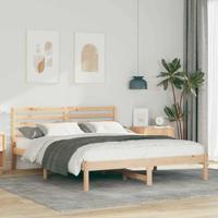 Bedframe met hoofdeinde Bruin 140 x 200 cm Massief grenenhout