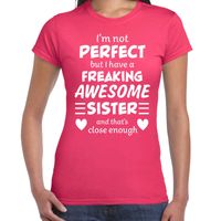 Freaking awesome Sister / zus cadeau t-shirt roze voor dames 2XL  -