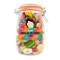 Snoeppot weck "Onwijs bedankt Pot" mix snoep