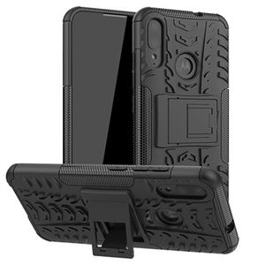 Motorola Moto E6 Plus Hybride Anti-Slip Case met Standaard - Zwart
