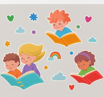 Vliegende boeken en kinderen muursticker kinderkamer