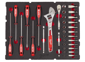 Milwaukee Accessoires 1/4" Ratel, Dop, Schroevendraaier en Moersleutel Set PACKOUT Foam Inlay 35-delig - 4932480717