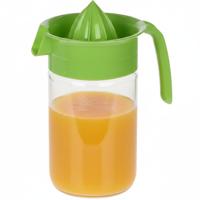 Sinaasappelpers/citruspers - Handmatig - groen - 660 ml - transparant glas - 19 x 10 cm