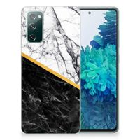 Samsung Galaxy S20 FE TPU Siliconen Hoesje Marmer Wit Zwart - Origineel Cadeau Man