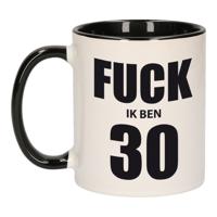 Bellatio Decorations Fuck ik ben 30 koffiemok - beker - zwart wit - 300 ml
