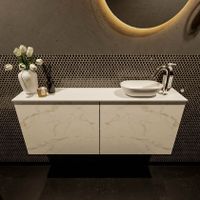 Mondiaz Fowy toiletmeubel 120cm Carrara met blad en waskom talc rechts 1 kraangat