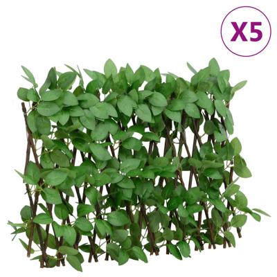 VidaXL Kunstplant klimop op latwerk 5 st uittrekbaar 180x30 cm groen