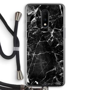 Zwart Marmer 2: OnePlus 7 Transparant Hoesje met koord