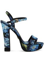 Dolce & Gabbana floral-print charmeuse platform sandals - Bleu - thumbnail