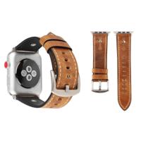 Crowe Star textuur lederen pols horloge Band reliëf voor Apple Watch serie 3 & 2 & 1 38mm (lichtbruin)