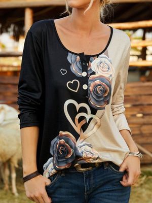 Regular Fit Color Block Crew Neck Top